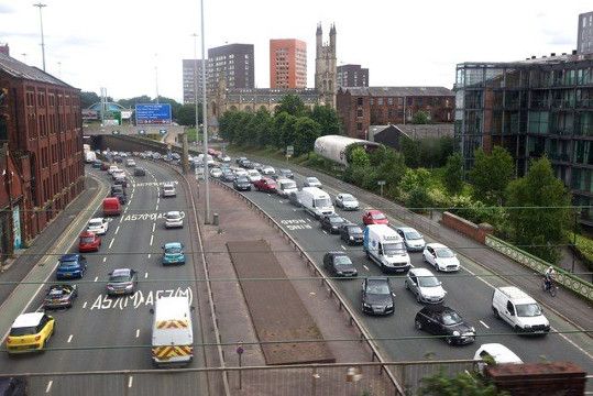 The state of Manchester's broadband speeds, expressed as a traffic jam on Chester Road junction.