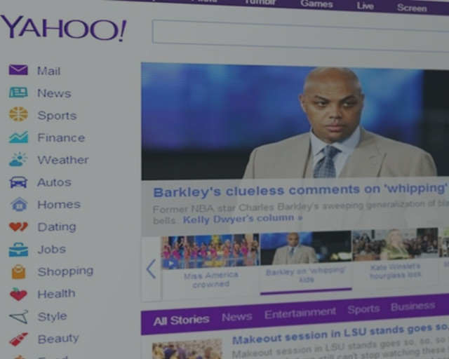 Yahoo search engine screen.